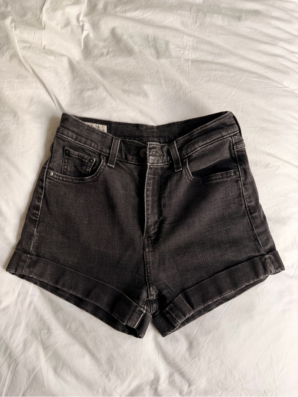 Levis High-Rise Black Denim Shorts